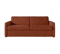 Canapé convertible express 3 places AGATHE 160x190cm en velours côtelé - Terracotta - Matelas 13cm - L198 x P96 x H88cm -