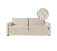 Canapé convertible express AGATHE 160x190cm en velours côtelé - Matelas épaisseur 13cm - Beige