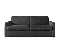 Canapé convertible express 3 places AGATHE 160x190cm en velours côtelé - Gris foncé - Matelas 13cm - L198 x P96 x H88cm -