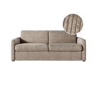 Canapé convertible express AGATHE 160x190cm en velours côtelé - Matelas épaisseur 13cm - Taupe