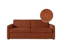 Canapé convertible express AGATHE 160x190cm en velours côtelé - Matelas épaisseur 13cm - Terracotta