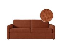Canapé convertible express AGATHE 160x190cm en velours côtelé - Matelas épaisseur 13cm - Terracotta