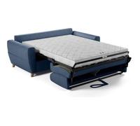 Canapé convertible express 3 places SKY - Tissu Bleu - matelas 14cm - 192 x 100 x 88 cm
