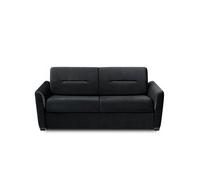 Canapé convertible express AMAZONE matelas 120cm comfort BULTEX 12cm cuir vachette noir