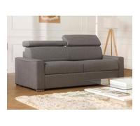 Canapé 3 places convertible express en tissu gris - Couchage 140 cm - Matelas 18 cm VIZIR