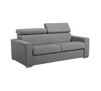 Vente-unique - Canapé 3 Places Convertible Express en Tissu Gris - Couchage 140 cm - Matelas 18 cm
