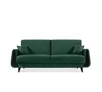 Canapé convertible GUSTAVO III 3 places, en Velours Pet Friendly, Style Scandinave, Vert foncé