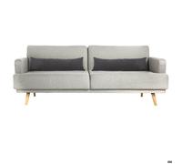 Atmosphera - Banquette Canapé Convertible Jack 3 Places, Gris, L 214 cm, Pieds Hêtre - Lit d'Appoint pour Salon, Studio, Style Scandinave
