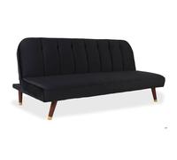 Menzzo – Canapé convertible Olympia – Velours noir – 3 places – Couchage 140x200 cm