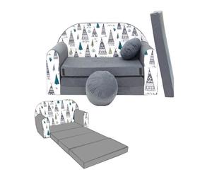 Canapé convertible - NINO - Modèle enfant - OEKO-TEX - 2 places - Gris