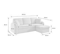 Canapé convertible réversible 3 places lignes arrondies bouclette avec coffre MILANO
