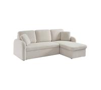 Alice's Home - Canapé d'angle Convertible en Tissu bouclettes Blanches - Milano - 3 Places. Fauteuil d'angle réversible Coffre Rangement lit modulable