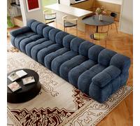 Canapé convertible,Salon droit,Banquette,Grand canapé droit,Design moderne,Lignes épurées,Tissu doux,Mousse haute élasticité,Sans assemblage,Compression emballage,Rétablissement 72h,Couleur Bleu