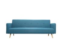 Canapé convertible scandinave 3 places en tissu bleu et bois clair ULLA