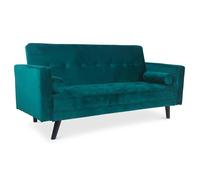 Canapé convertible scandinave MENZZO Slow - Velours Vert - 3 places - Couchage 140x200 cm