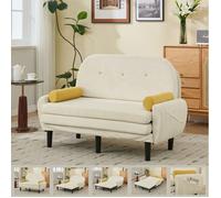 Canapé Convertible Velours Côtelé, Clic Clac 2 places Convertible avec Rangement et Coussin, Dossier Réglable, Canapé Lit Pas Cher