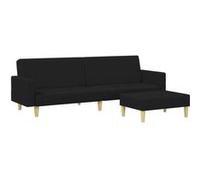 Vidaxl Canapé-Lit À 2 Places Avec Repose-Pied Noir Tissu Noir