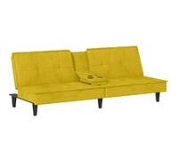 Vidaxl Canapé-Lit Avec Porte-Gobelets Jaune Velours Jaune