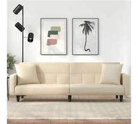 vidaXL Canapé-lit 351878 tissu crème avec coussins 89 x 220 x 70 cm