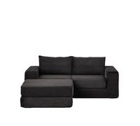 Canapé Cord Two-in-One Sofa Bed Polyvalent Modulaire Corduroy Noir