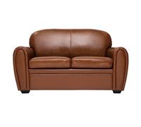 Miliboo Canapé Cuir Vintage 2 Places Marron et Bois Noir Club