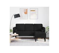 Canapé d angle 3 places Noir 160 cm Tissu