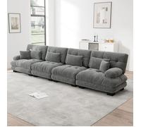 Canape D Angle 4 Places Gris Module Chenille FloraGrace Pour Salon Ou Bureau Assise Profonde 406x77x81cm
