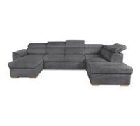 Canapé d'angle convertible panoramique 5 a 6 places DAYTONA - Tissu Lincoln anthracite - Avec coffre - L 326 x H 94 x P 216 cm Multicolore