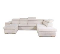 Canapé d'angle convertible panoramique 5 a 6 places DAYTONA - Tissu Lincoln pearl - Avec coffre - L 326 x H 94 x P 216 cm Multicolore