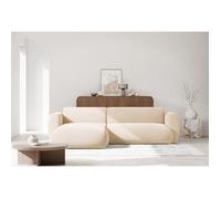 Canapé d’angle convertible - EMIA - en tissu chenille - beige clair - gauche