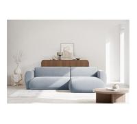 Canapé d’angle convertible - EMIA - en tissu chenille - bleu clair - droit