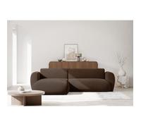Canapé d’angle convertible - EMIA - en tissu chenille - brun - gauche