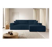 Canapé d’angle convertible - FARESE NEW - en velours côtelé - bleu marine - droit