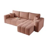 Canapé d’Angle Convertible réversible avec Rangement 248 x 145 cm Rose | 248 x 145 cm, Coloris rose, Rangement pratique, Espace de rangement, Salon et nuit