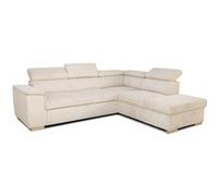 Canapé d'angle convertible réversible 5 places DAYTONA - Velours côtelé beige - Coffre de rangement - L 260 x H 94 x P 216 cm