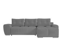 Canapé d angle droit 4 places con ible CASSANDRA avec coffre en tissu L270 P181 H8 Gris
