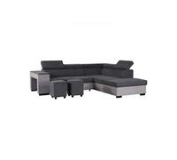 Canapé d angle droit con ible coffre 5 places Tissu L 271 P 220 H 77 cm ARMSTRO Gris