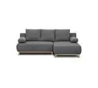 Canapé d angle droit con ible MIKA 3 places Tissu clair Coffre de rangement L218 P9