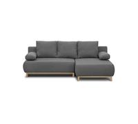 Canapé d angle droit con ible MIKA 3 places Tissu clair Coffre de rangement L218 P9 Multicolore