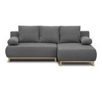 Canapé d angle droit con ible MIKA 3 places Tissu clair Coffre de rangement L218 P9 Multicolore