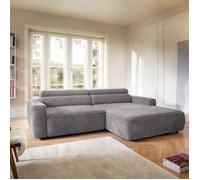 Canapé d’angle - FANDO - assise électrique - en chenille - gris clair - droit
