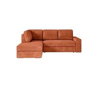 Canapé d angle gauche 3 places con ible ADEN avec coffre en velours côtelé Terracotta L2