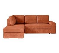 Canapé d angle gauche 3 places con ible ADEN avec coffre en velours côtelé Terracotta L2