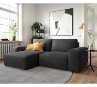 Canapé d’angle Lanzo 230x155 cm microfibre noir méridienne réversible
