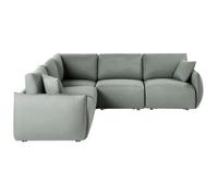 Beliani Canapé d'angle à Droite Moderne en Tissu Modulable 5 Places avec Coussins Vert Mesnali