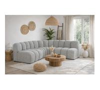 Canapé d’angle modulable arrondi GRANIA gris- 4 places - 201 cm