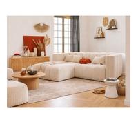 Canapé d’angle RINIA 4 places en velours côtelé beige- 228 cm