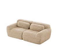 Canapé d'Amour, Canapé Modulaire avec 2 Coussins,Sans Installation Nécessaire,Kaki clair