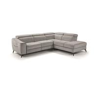 Canapé d'angle 1 relax électrique avec coffre couleur Gris clair angle à droite - Longueur 364 x Profondeur 309 x Hauteur 78-98 cm