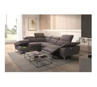 Canapé d'angle 1 relax électrique avec coffre couleur Gris foncé angle à gauche - Longueur 273 x Profondeur 212 x Hauteur 78-99 cm
